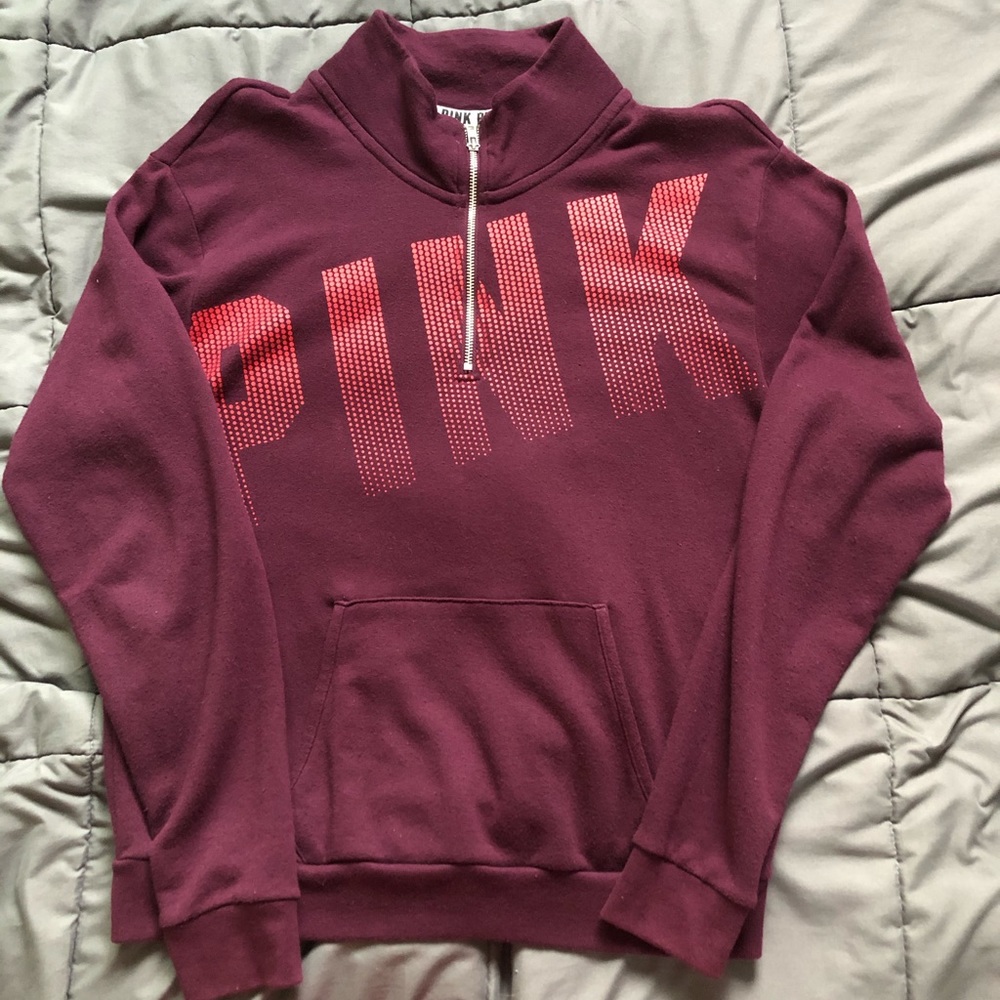 PINK VS 1/4 Zip-Up Pullover- Medium